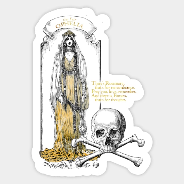 The Fair Ophelia - William Shakespeare Sticker by The Blue Box